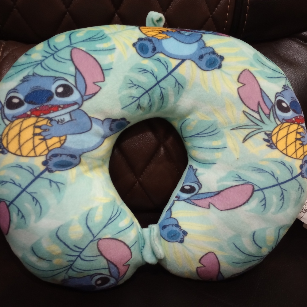 Disney Stitch Pineapple Travel Neck Pillow - Light Blue and Pink
